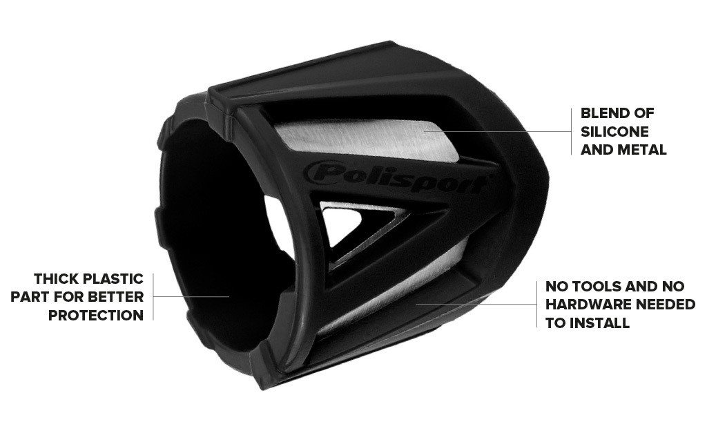 Univerzální silikonový chránič výfuku POLISPORT velká verze 340 / 400 mm barva šedá