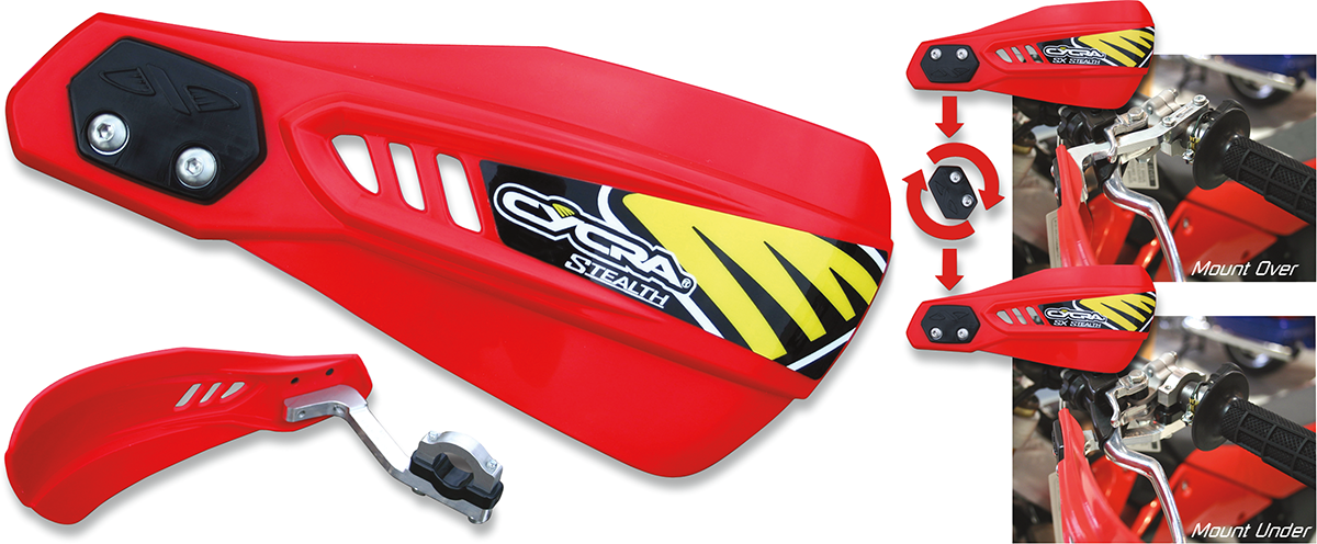 Chrániče páček / kryty páček s hliníkovým držákem CYCRA STEALTH HANDSHIELDS COMPLETE červené - pár