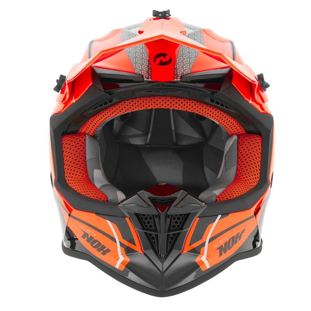 a Dětská motokrosová přilba NOX N632K RE-VOLT1 neon oranžová/černá lesklá velikost M - 51-52 cm
