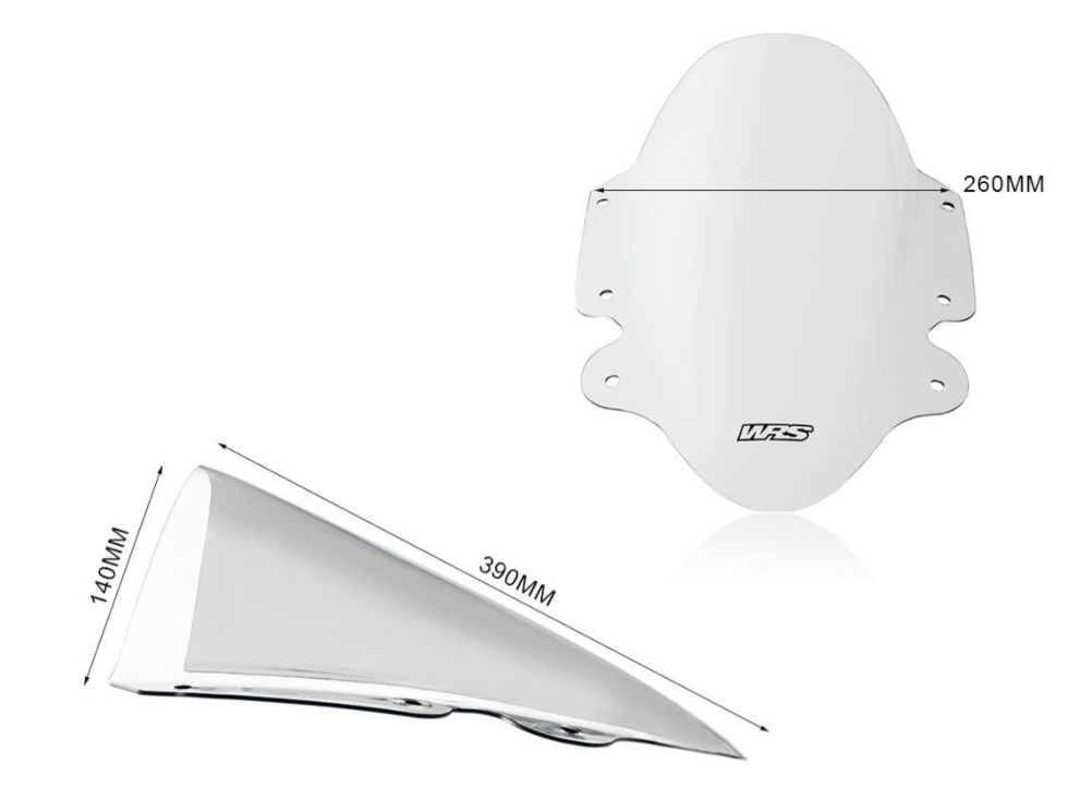 Plexi motocyklu WRS verze SPORT pro motocykly TRIUMPH SPEED TRIPLE 1200 RR ABS rok 2022-2023, výška 39 cm, šíře 26 cm, barva tmavě kouřová