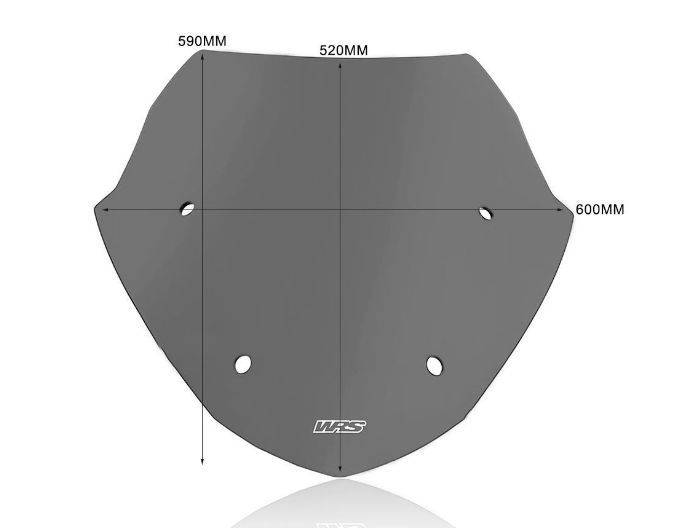 Plexi motocyklu WRS SPORT pro BMW R 1250 RT ABS rok 2021-2023, výška 52 cm až 59 cm, šířka 60 cm, barva čirá