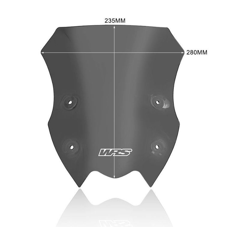 Plexi motocyklu WRS verze SPORT pro motocykly KAWASAKI Z 900 ABS rok 2020-2024, výška 23,5 cm, šíře 28 cm, barva matná černá