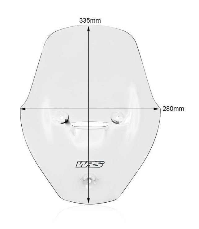 Plexi motocyklu WRS TOURING pro DUCATI DIAVEL V4 1200 ABS rok 2023, výška plexi 33,5 cm, šíře plexi 28 cm, barva matná černá/neprůhledné