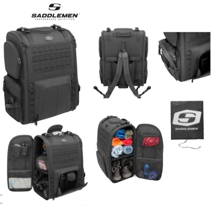 Zadní textilní brašna na motocykl SADDLEMEN BR1800 Tactical Back Seat/ Sissy Bar Bag, barva černá