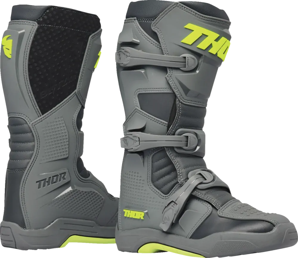 A Motokrosové boty / MX boty, boty na motocross THOR BLITZ XR MX BOOTS barva lime/charcoal šedá - pár, velikost 43 / US 9