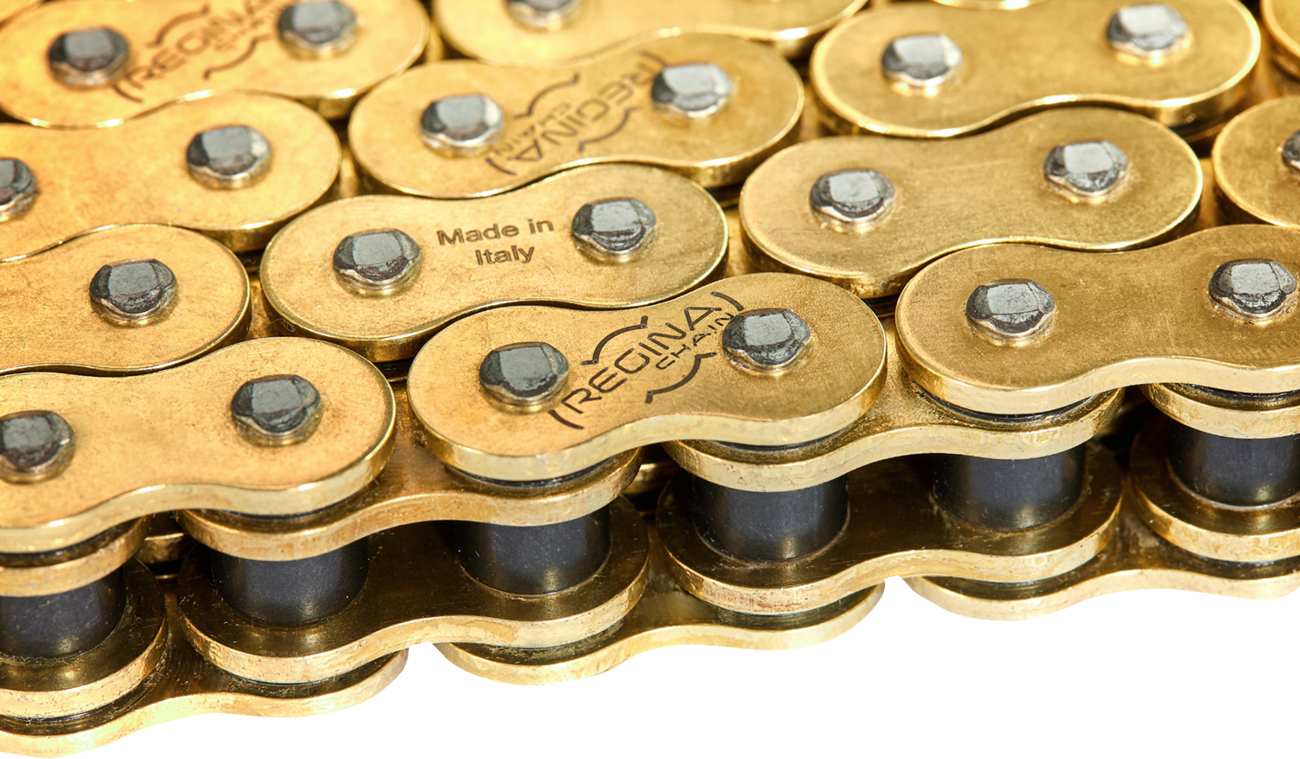 Motocyklový řetěz REGINA CHAIN 520 HPE GG 112 článků, barva zlatá, včetně nýtovací spony