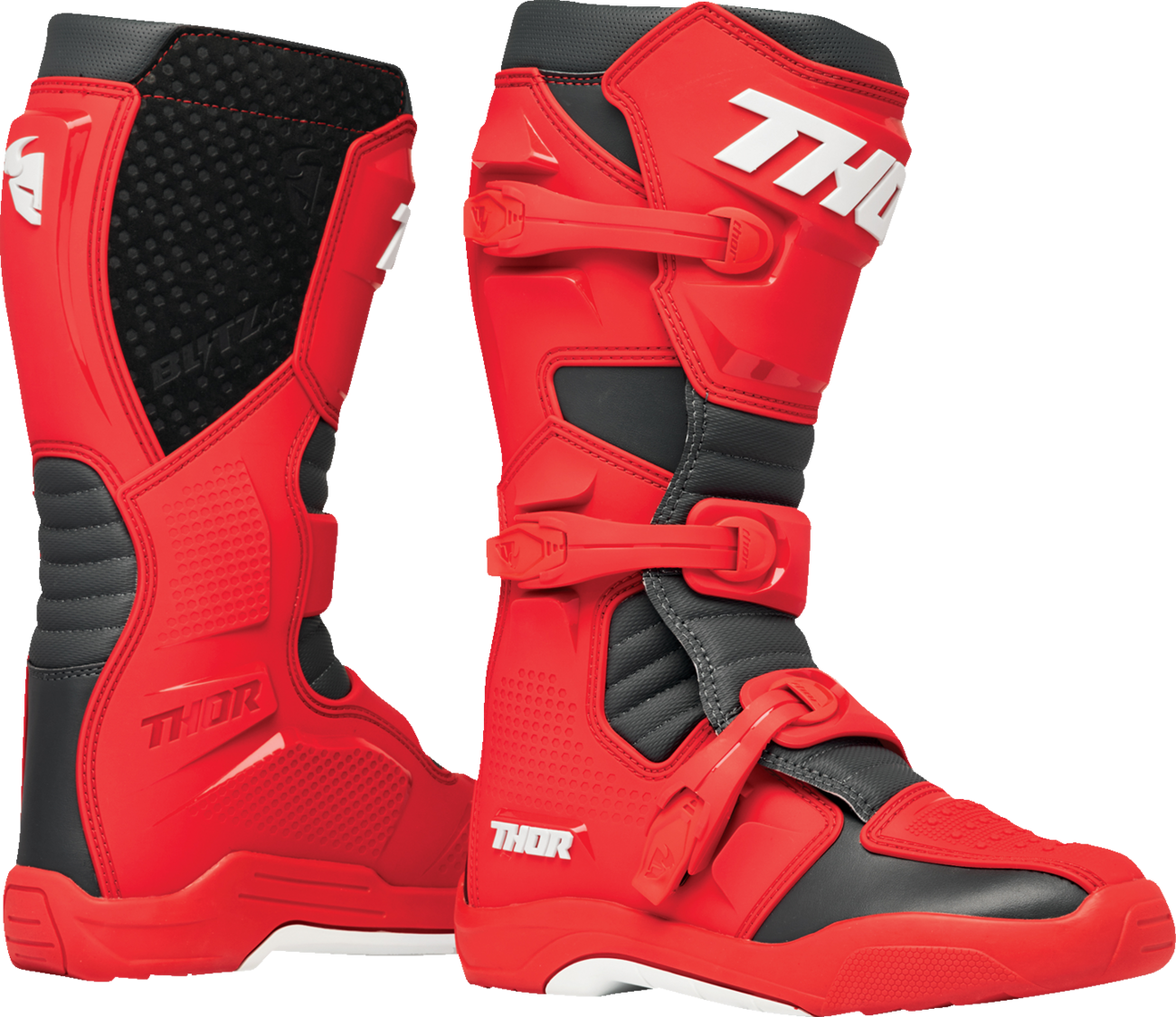A Motokrosové boty / MX boty, boty na motocross THOR BLITZ XR MX BOOTS barva červená/charcoal - pár velikost 44 / US 10