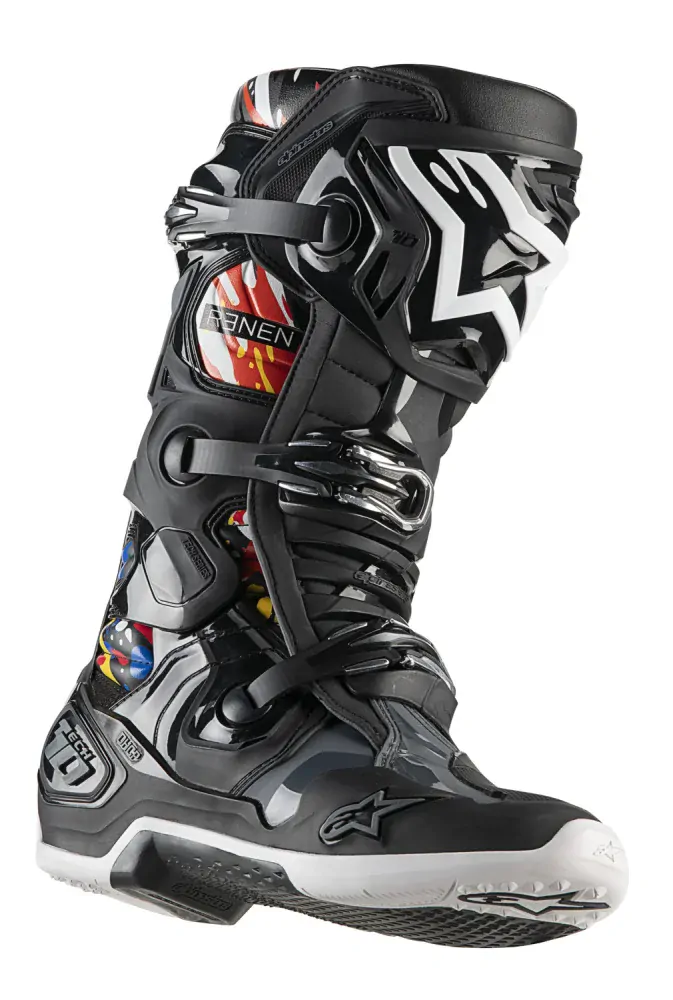 a Motokrosové boty ALPINESTARS TECH 10 limitovaná edice RENEN 2023 černá/šedá/bílá/multicolor velikost 44,5