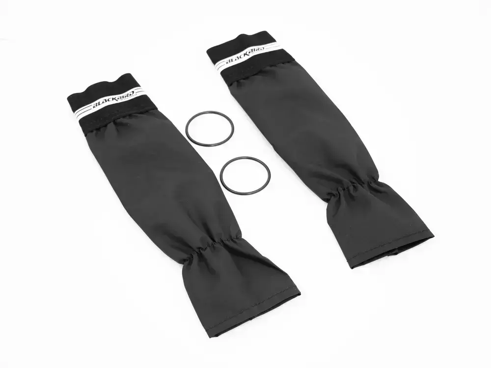 Textilní chrániče na vidlice / chrániče vidlic BLACKBIRD RACING FORK SEAL PROTECTOR - DLOUHÁ VERZE, pro vidlice o průměru 45 až 50 mm, barva oranžová, pár