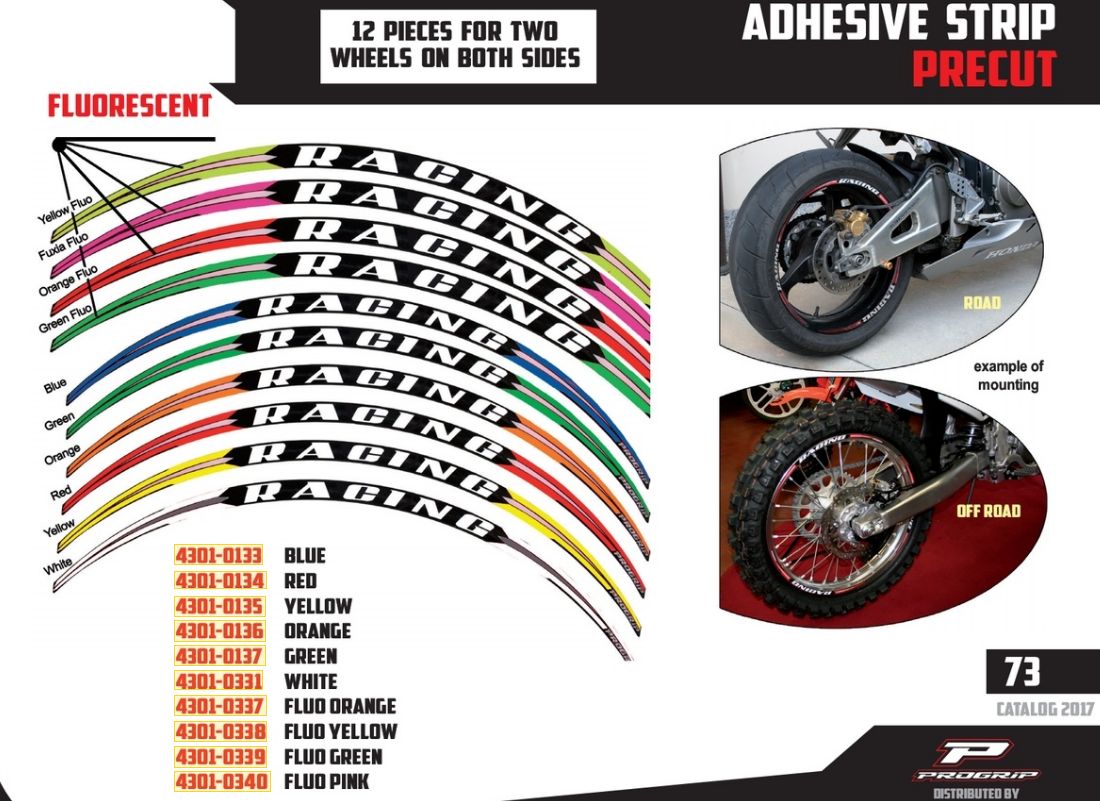 Linky na kola PROGRIP WHEELTAPE PRECUT FLUO ORANŽOVÉ 12 KUSŮ 