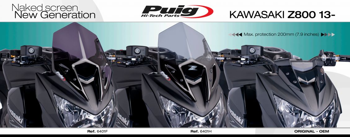 Plexi PUIG SPORT Kawasaki Z800 2013-2017 barva tmavě kouřová