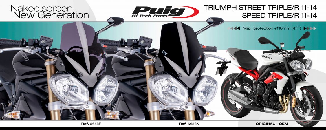 Plexi PUIG SPORT Triumph SPEED TRIPLE 2011-2017 karbonové