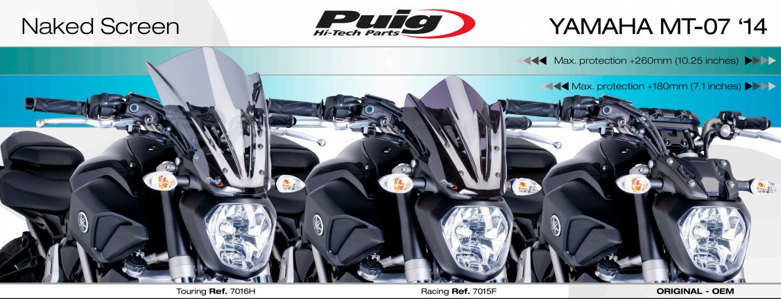 Plexi PUIG TOURING Yamaha MT-07 2014-2017 tmavě kouřové