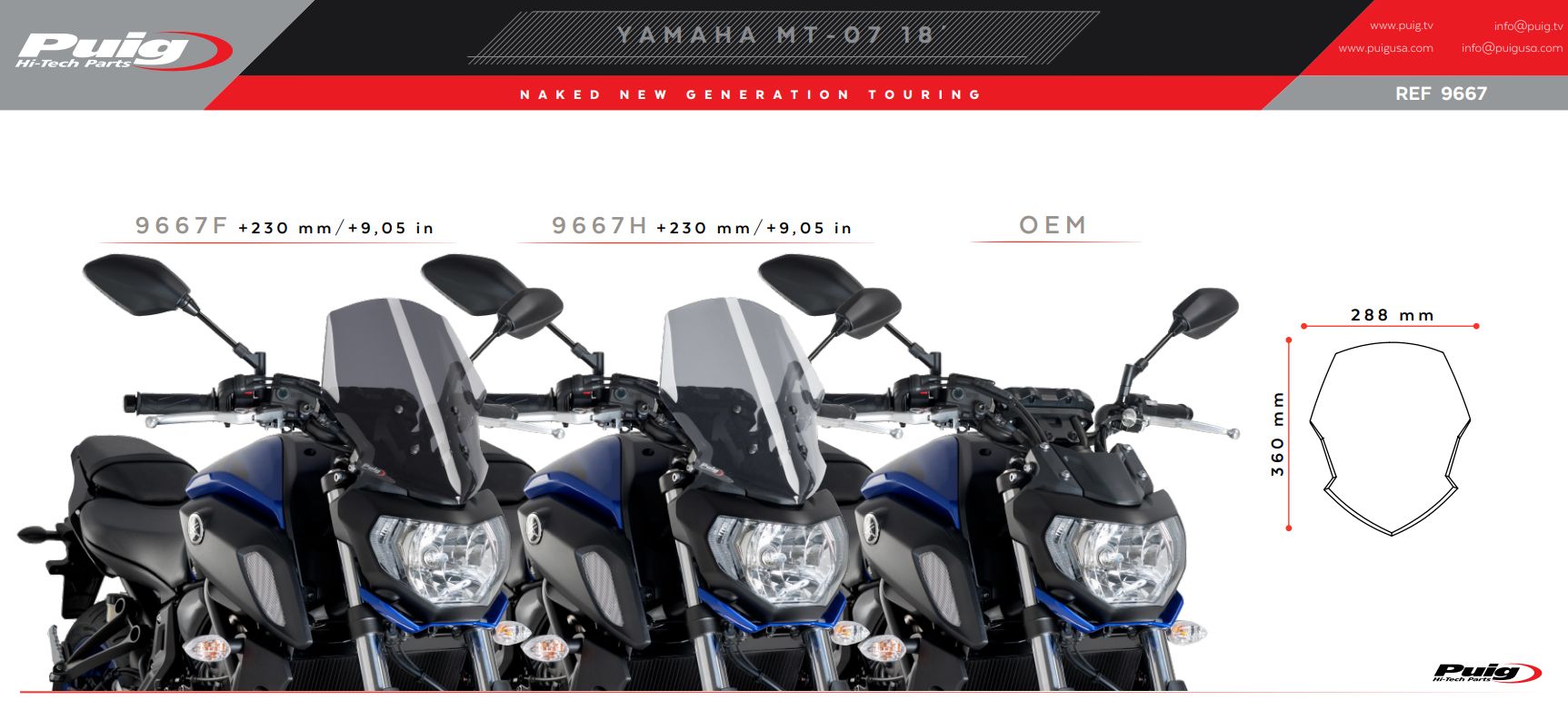 Plexi motocyklu Puig pro Yamaha MT07 model 2018 MODRÉ
