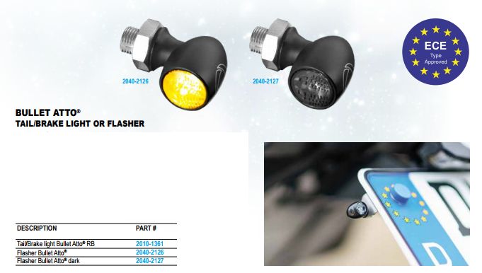 Zadní světlo/brzdové KELLERMANN TAIL/BRAKE LIGHT BULLET ATTO RB - BARVA CHROMOVÁ/ČIRÉ SKLÍČKO 