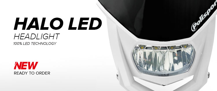 Univerzální přední maska se světlem POLISPORT HALO LED HEADLIGHT ECE APPROVED RED/WHITE