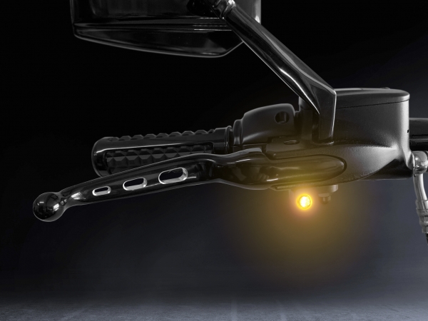 Blinkry na řidítka motocyklu HEINZ BIKES pro HARLEY DAVIDSON Sportster 2014-2020 , barva chromová, pár 