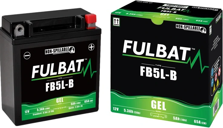 Gelová baterie / motobaterie FULBAT FB5L-B GEL, 12V, 5AH, 65A, rozměry 120 x 60 x 130 mm