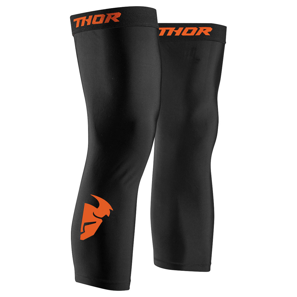 a Návleky pod ortézy - kolenní chrániče THOR COMP KNEE SLEEVE barva černá/oranžová velikost 2XL/3XL - verze pro dospělé jezdce