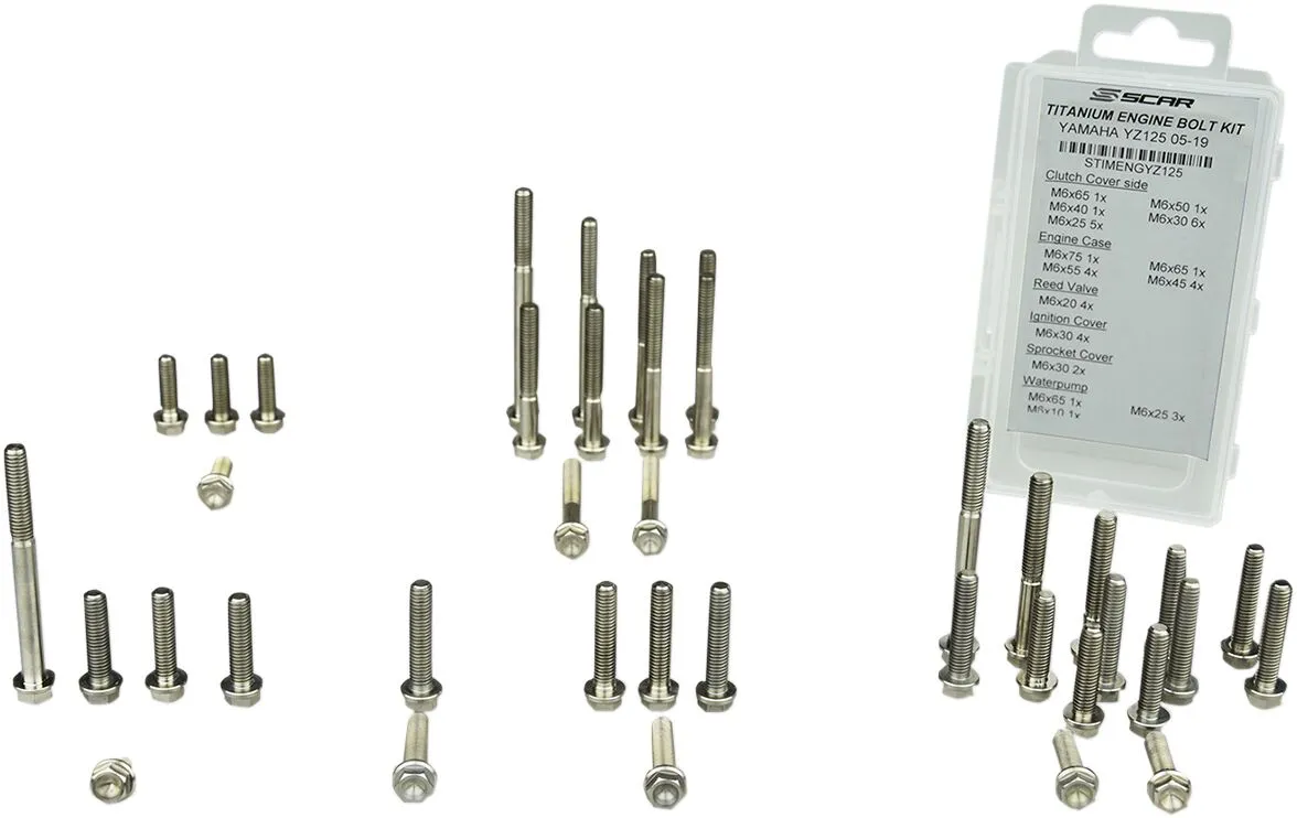 Sada 6-ti kusů titanových šroubů SCAR TITANIUM SCREWS - typ šroubu M6X12 - balení 6 kusů