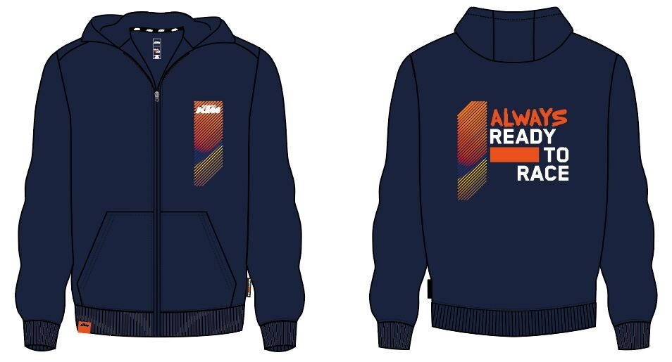 Dětská mikina s kapucí na zip KTM KIDS RACING ZIP HOODIE MODRÁ/ORANŽOVÁ