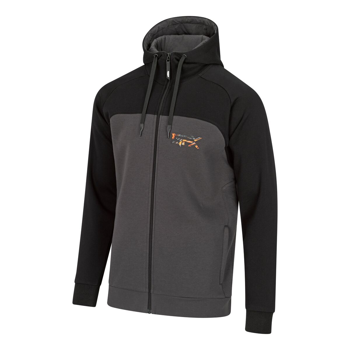 Pánská mikina s kapucí na zip KTM GFX ZIP HOODIE černá/šedá