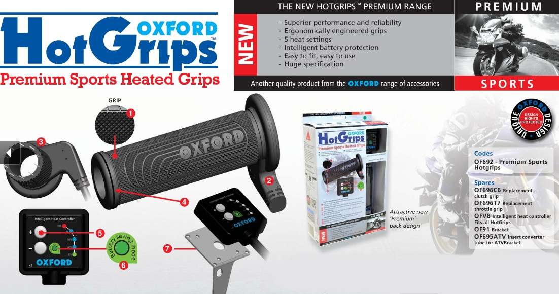 Vyhřívané rukojeti - gripy OXFORD OF692 Hotgrips Premium Sports pro řidítka 22 mm