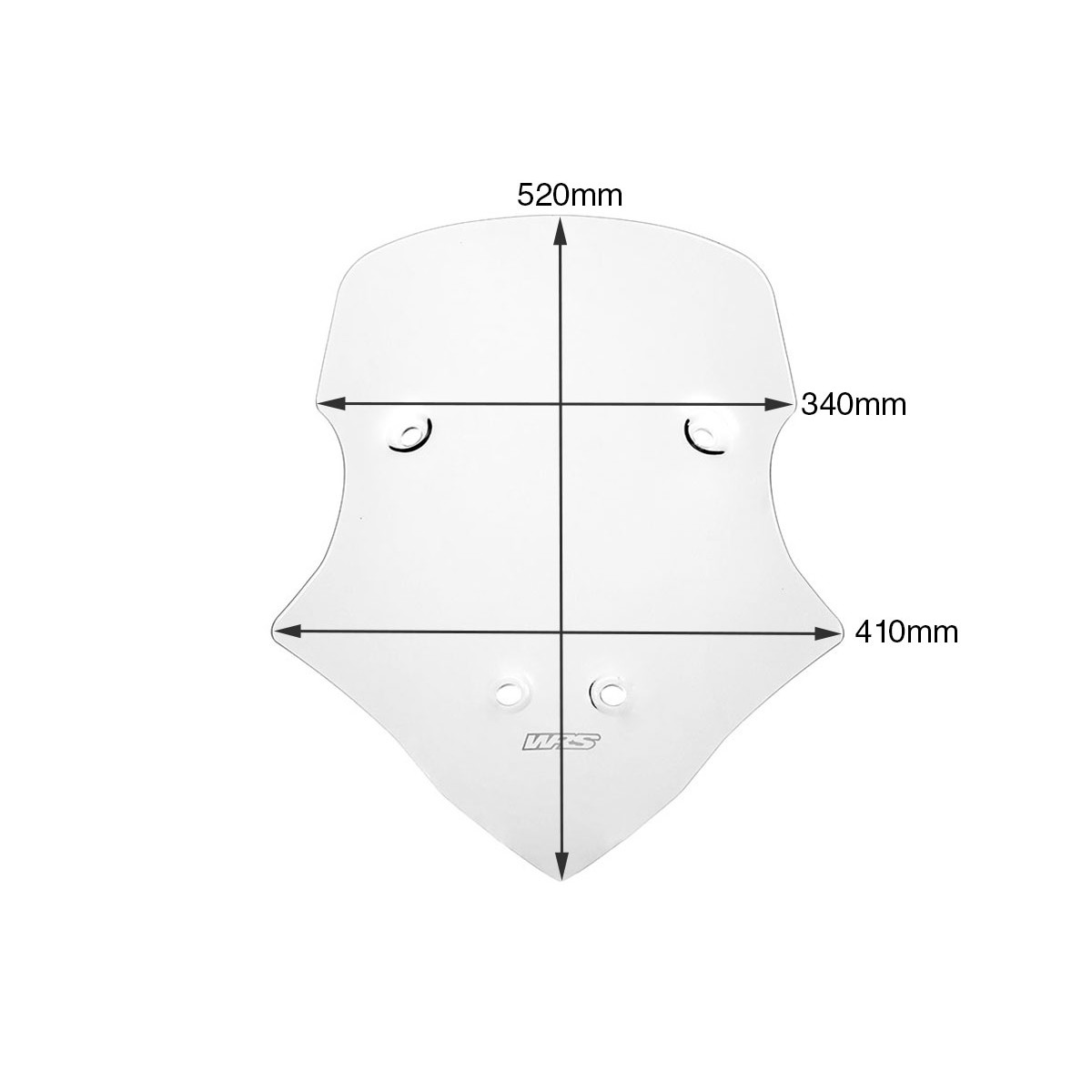Plexi motocyklu WRS pro DUCATI MULTISTRADA V4/S/SPORT rok 2020-2021, barva čirá, výška 52 cm, verze touring