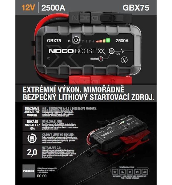 STARTOVACÍ ZDROJ NOCO GENIUS BOOST GBX75 12V 2500A