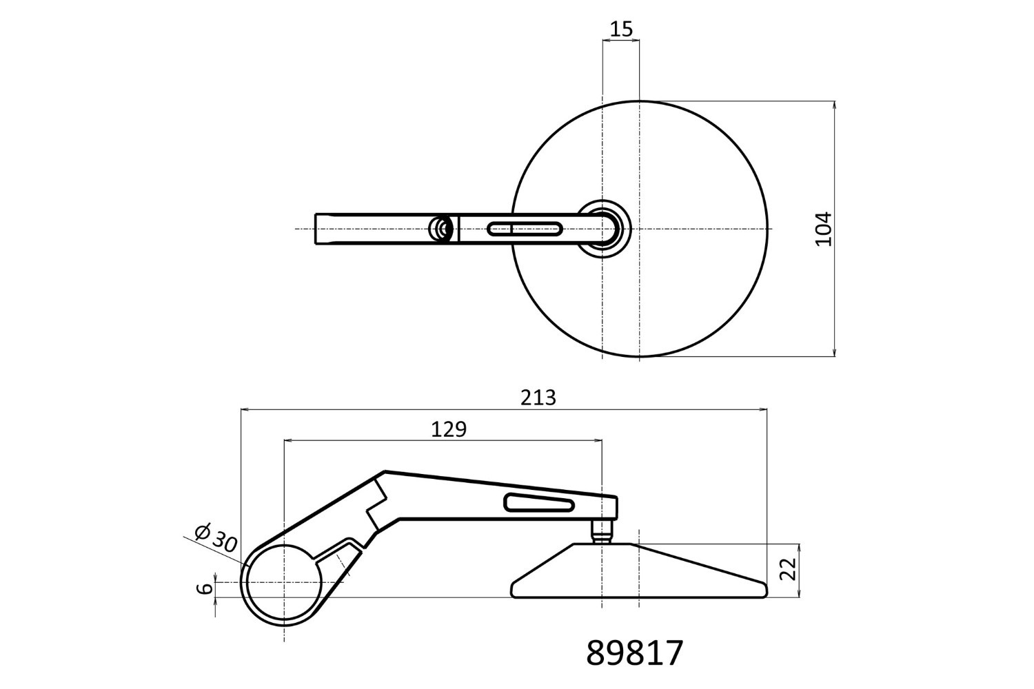 Univerzální zpětné zrcátko motocyklu do konců řidítek DAYTONA D-MIRROR 10 - dlouhá verze - 2 kusy