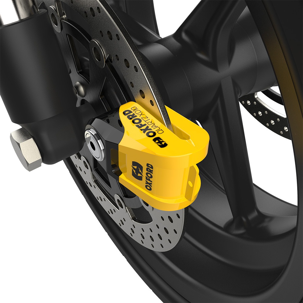 Zámek na kotouč motocyklu OXFORD QUARTZ XD10 žlutý/černý, průměr čepu 10 mm