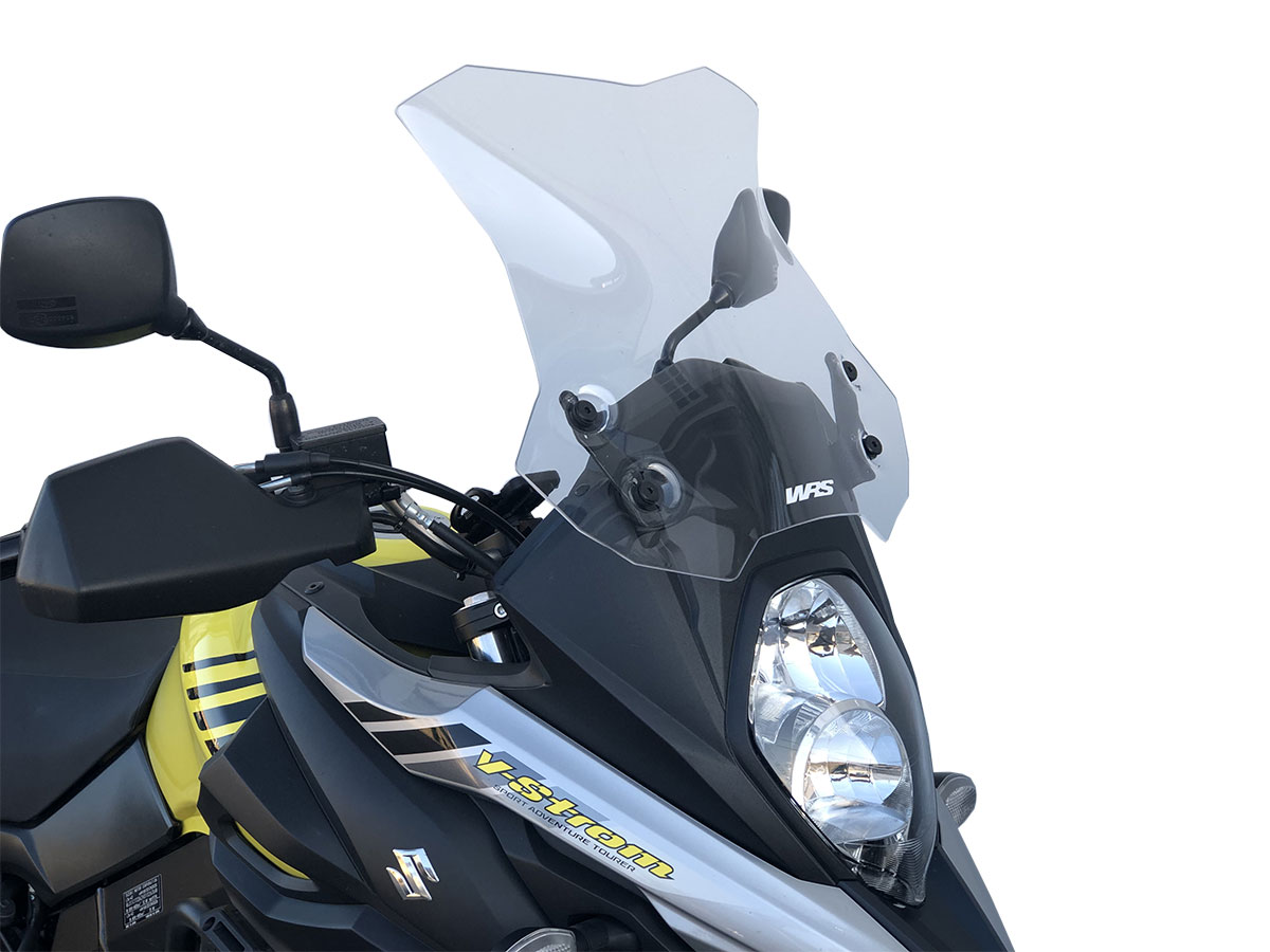 Plexi motocyklu WRS pro SUZUKI V-STROM 650 2017-2024, verze TOURING, výška 38 cm, barva čirá 