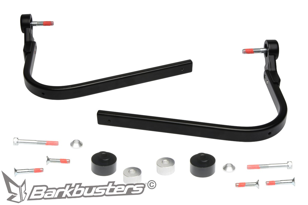 Univerzální jednobodová montážní sada ke krytům páček BARKBUSTERS UNIVERSAL Hardware Kit – Single Point Bar End Mount threaded, pár, pro montáž na řídítka s vnitřním závitem 6 mm nebo 8 mm