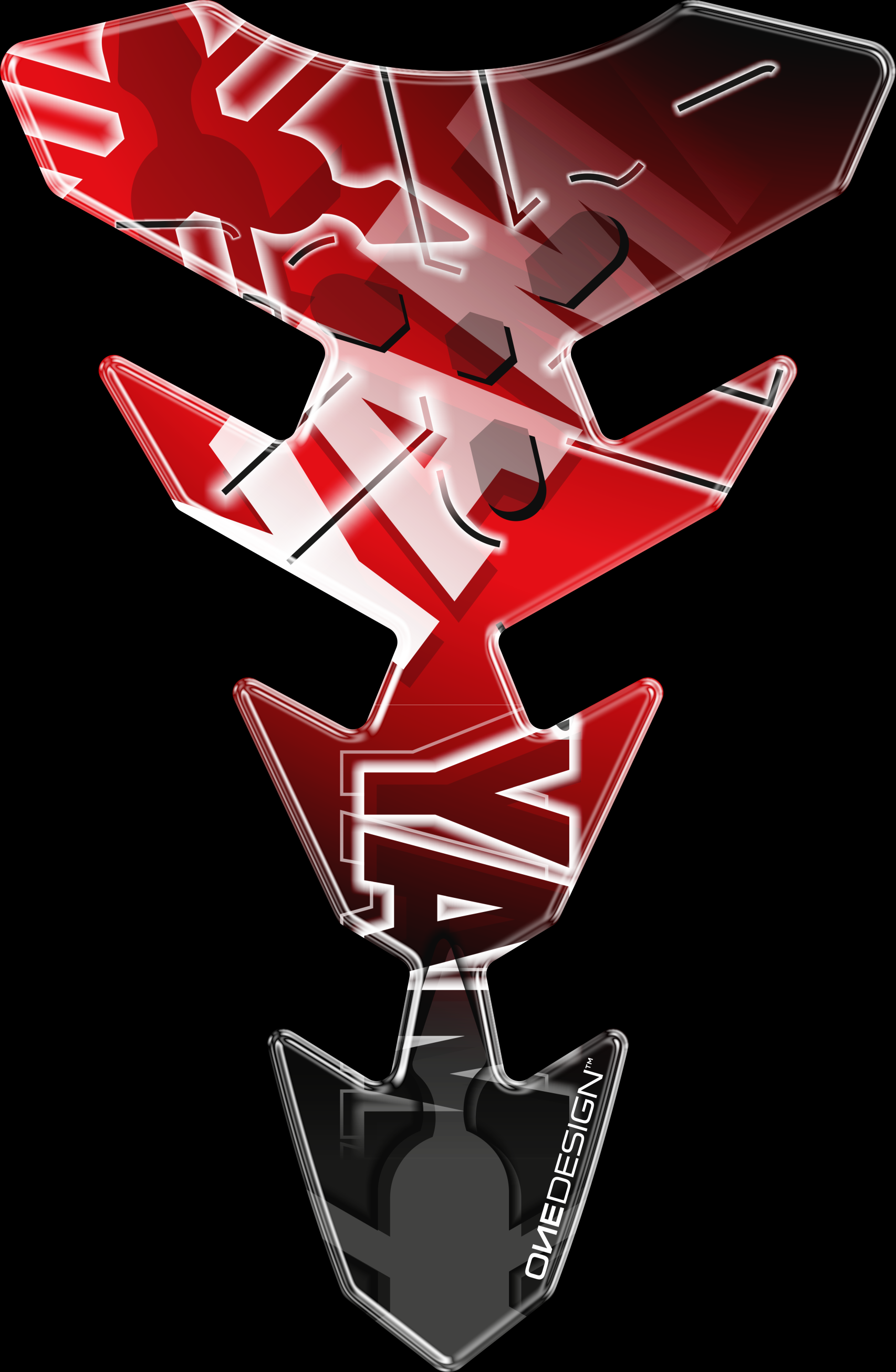 Samolepka - tank pad na nádrž motocyklu ONEDESIGN YAMAHA ČERVENÝ rozměry 221 mm X 144 mm
