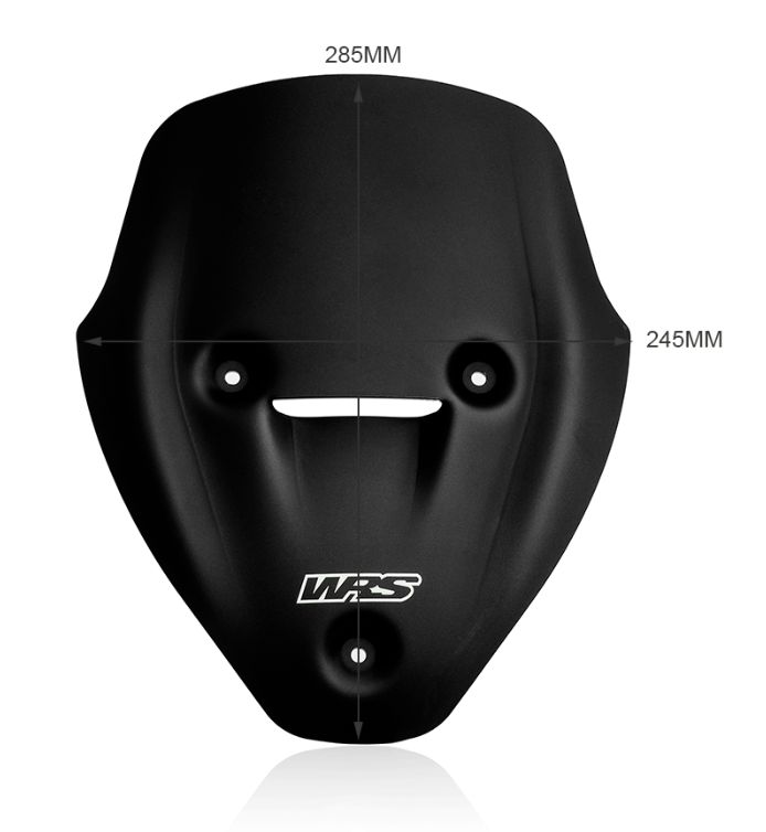 Plexi motocyklu WRS SPORT pro DUCATI DIAVEL V4 1200 ABS rok 2023, výška plexi 28,5 cm, šíře plexi 24,5 cm, barva matná černá/neprůhledné