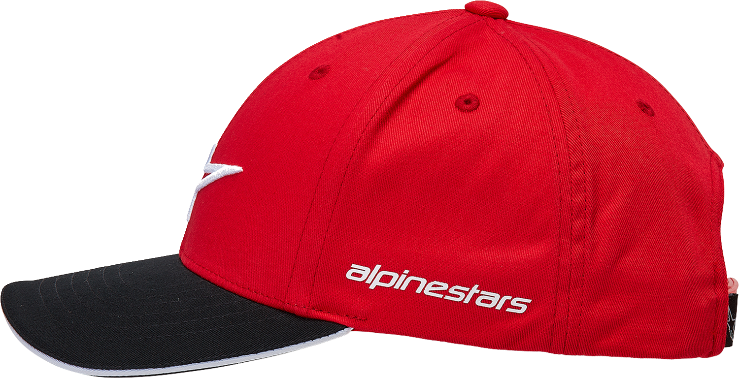 Pánská kšiltovka s prohnutým kšiltem ALPINESTARS HAT ROSTRUM barva černá/červená/bílá, jednotná velikost 