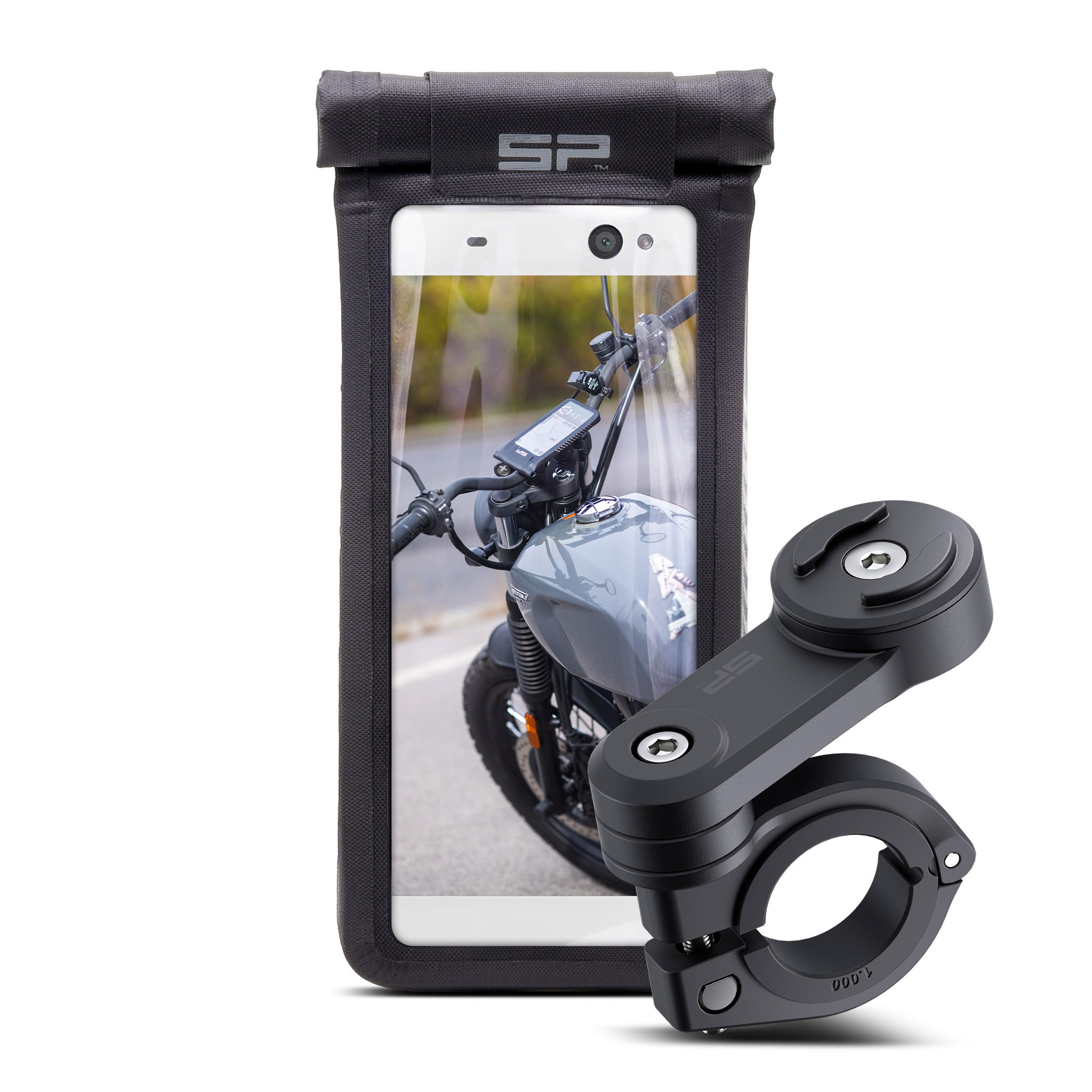 Držák mobilního telefonu na motocykl včetně univerzální kapsy SP CONNECT Moto Bundle LT Universal Case SPC+ 52402 , velikost L, pro telefony max cca. 165 x 80 mm 