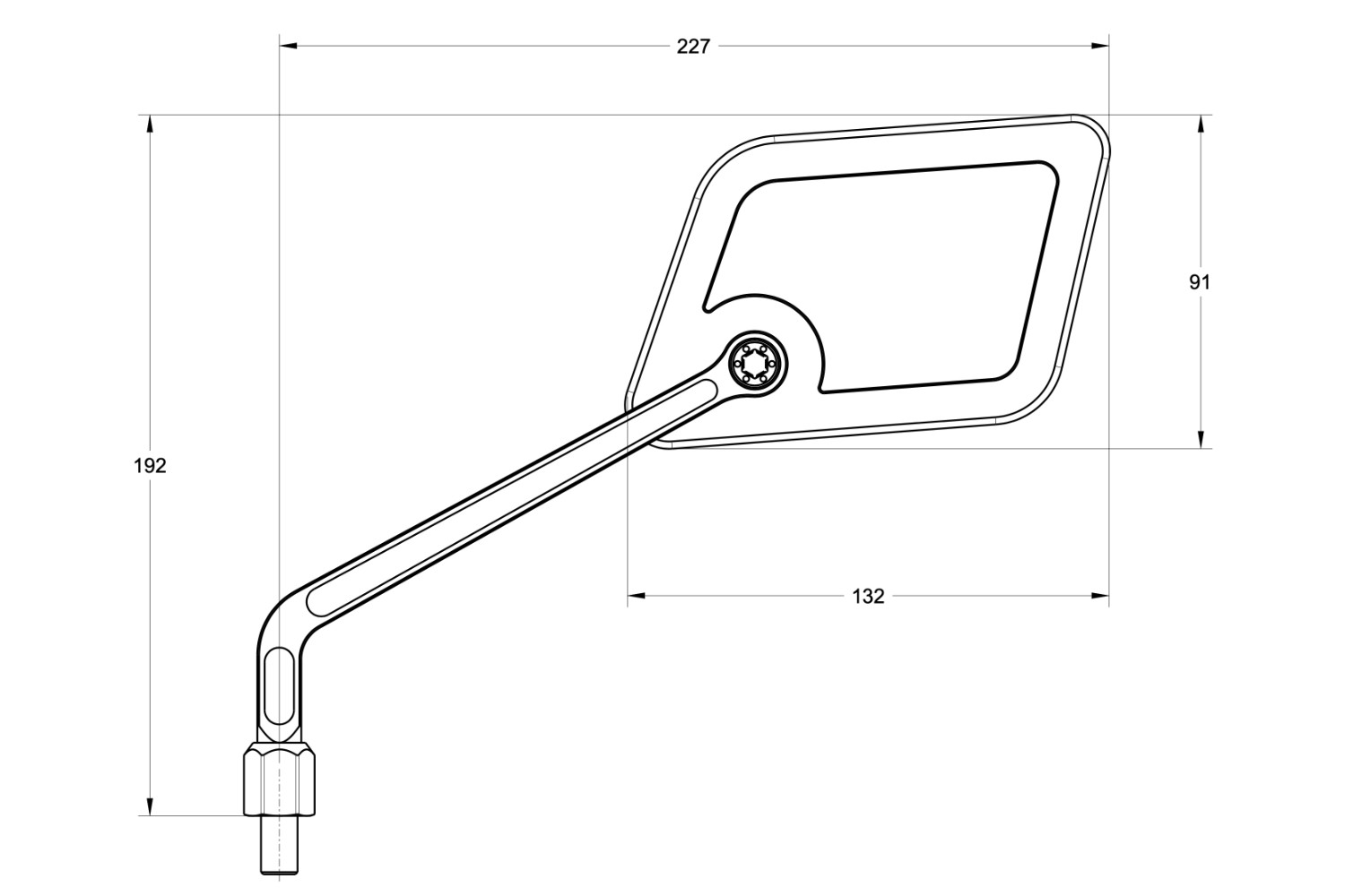 Zpětné zrcátko motocyklu DAYTONA D-MIRROR-21 FLAT-SQUARE 80993 , barva černá, 1 kus, pozice levá strana