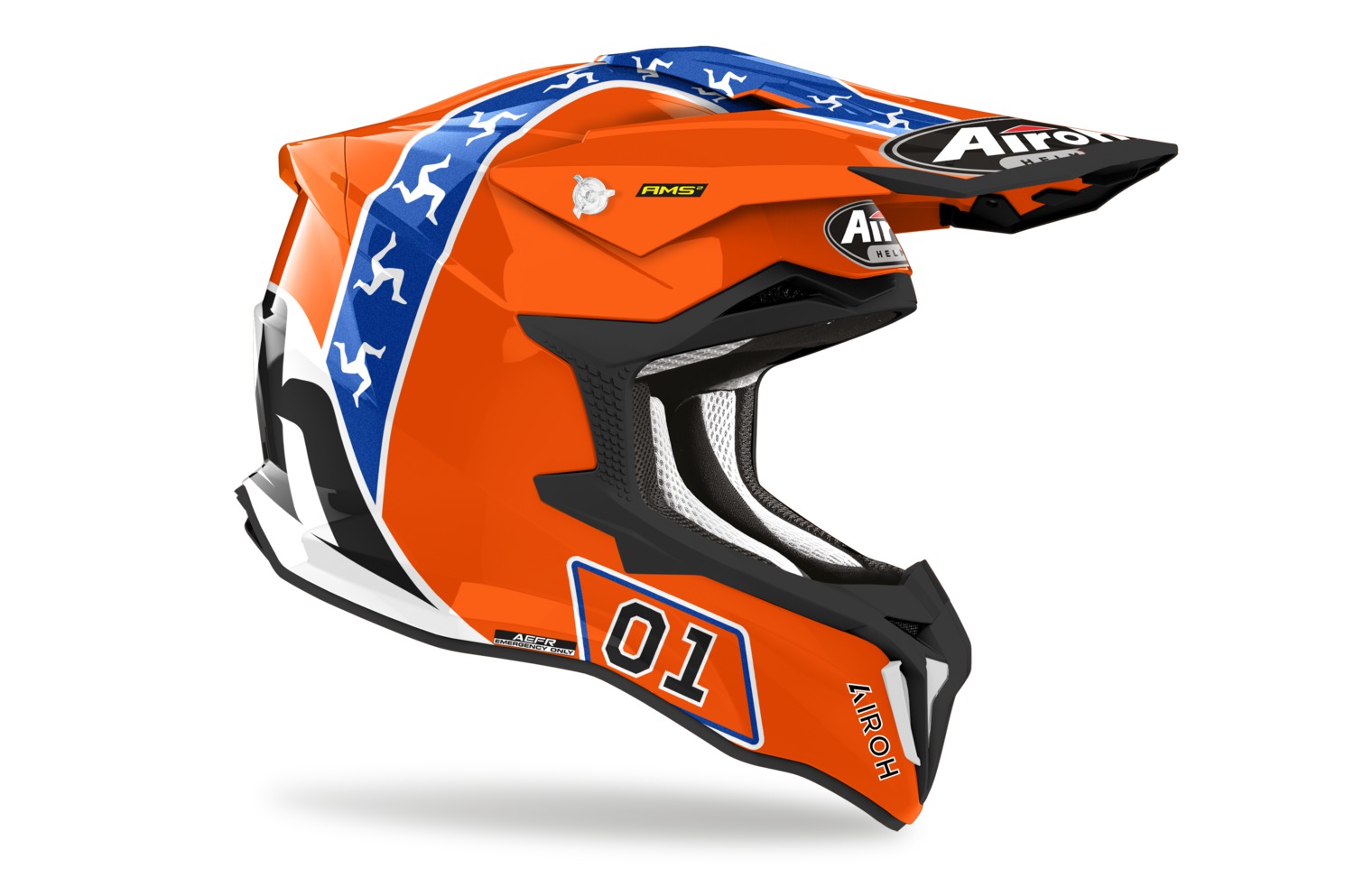 Motokrosová přilba AIROH STRYCKER HAZZARD oranžová/modrá 