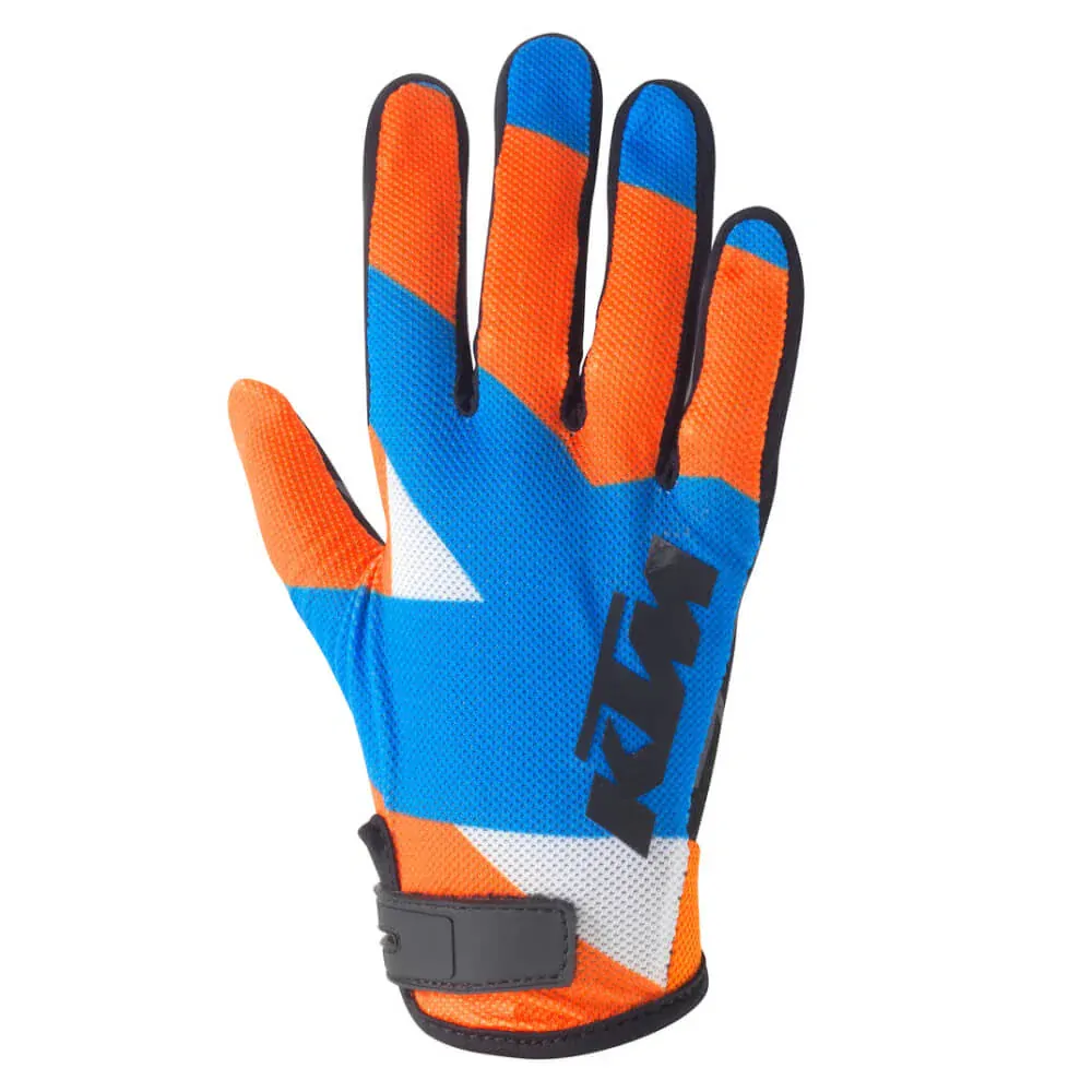 Dětské motokrosové textilní rukavice KTM KIDS GRAVITY-FX EDRIVE GLOVES modrá/oranžová/bílá, pár