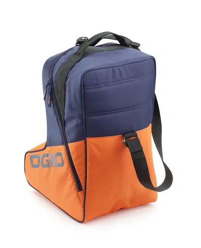 Velká textilní cestovní motokrosová taška na kolečkách s teleskopickou rukojetí KTM REPLICA TEAM TRAVEL BAG 9800 PRO barva modrá/oranžová, objem 122 litrů