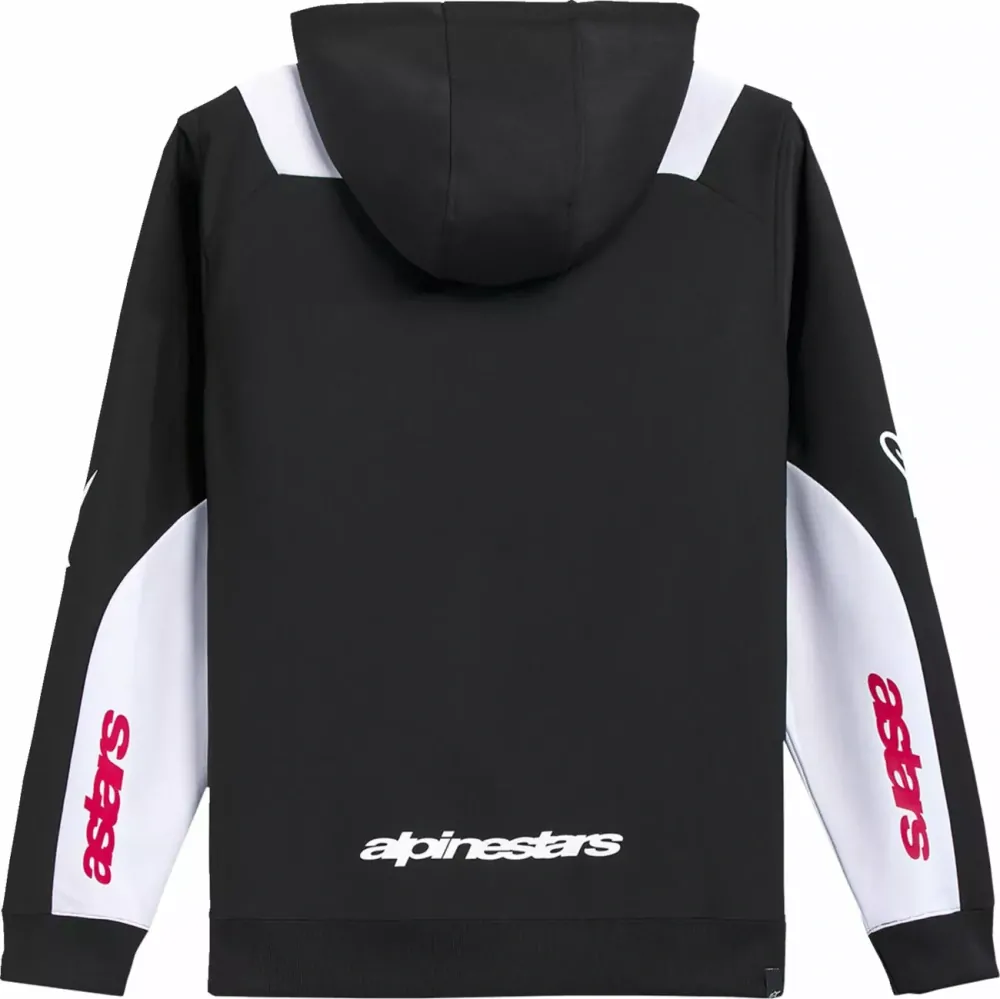 Pánská mikina na zip s kapucí ALPINESTARS HOODIE ZIP SESSIONS V3 BLK/WHT/RD
