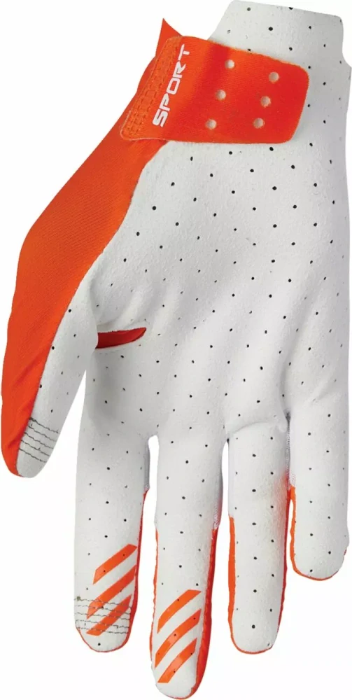 A Ventilační motokrosové / MTB rukavice s jednovrstvou dlaní THOR SPORTMODE VENTED barva oranžová/bílá, pár, VELIKOST L