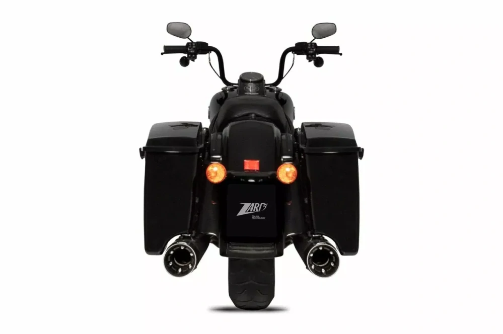 Homologované koncovky výfuku motocyklu ZARD SLIP ON MUFFLERS HOMOLOGACE E5 pro motocykl HARLEY DAVIDSON ROAD GLIDE ST/ ROAD GLIDE SPECIAL rok 2021-2023 viz popis, barva lesklý chrom /černé zakončení 