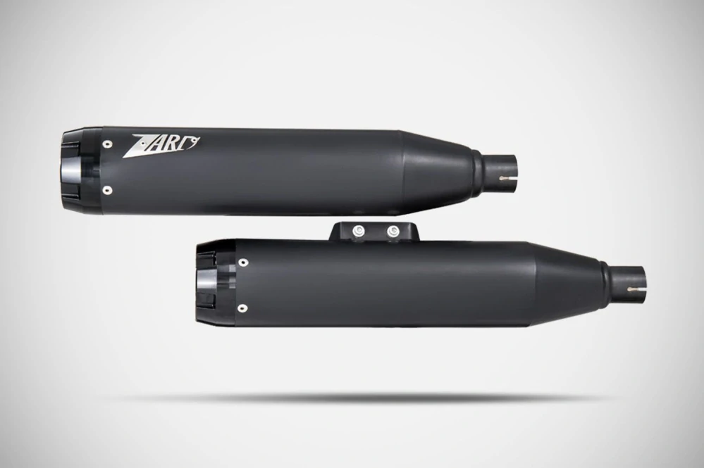 Homologované koncovky výfuku motocyklu ZARD SLIP ON MUFFLERS HOMOLOGACE E4/E5 pro motocykl HARLEY DAVIDSON FAT BOY 114 rok 2017-2024 , barva černá