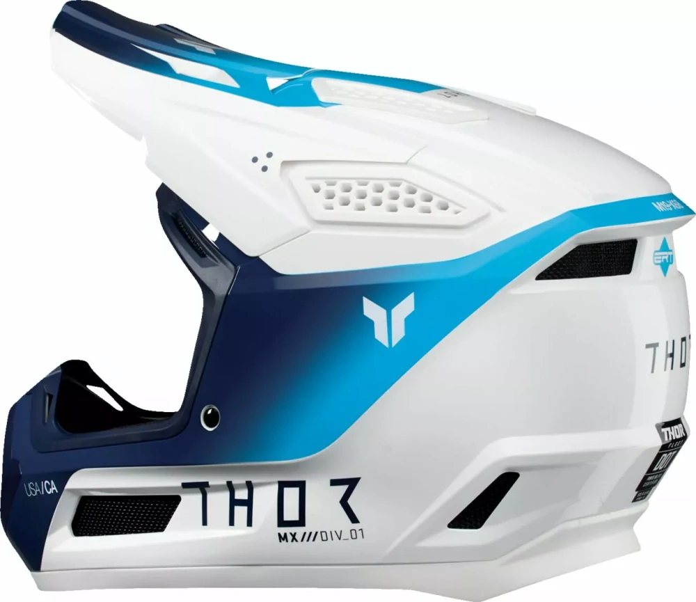 Motokrosová přilba / MX helma THOR FLEET STORM barva bílá/navy modrá lesklá