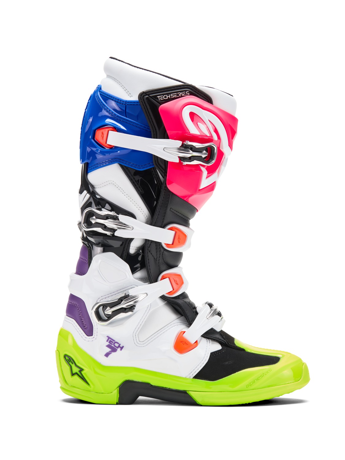 Motokrosové boty / mx obuv ALPINESTARS TECH 7 LIMITOVANÁ EDICE HAY barva multicolor (bílí/žlutá fluo/modrá/růžová/oranžová,fialová)