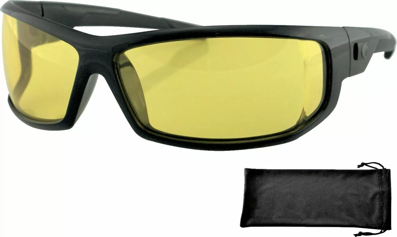 Motocyklové sluneční brýle BOBSTER AXL STREET SUNGLASSES lesklý černý rám, žluté čočky