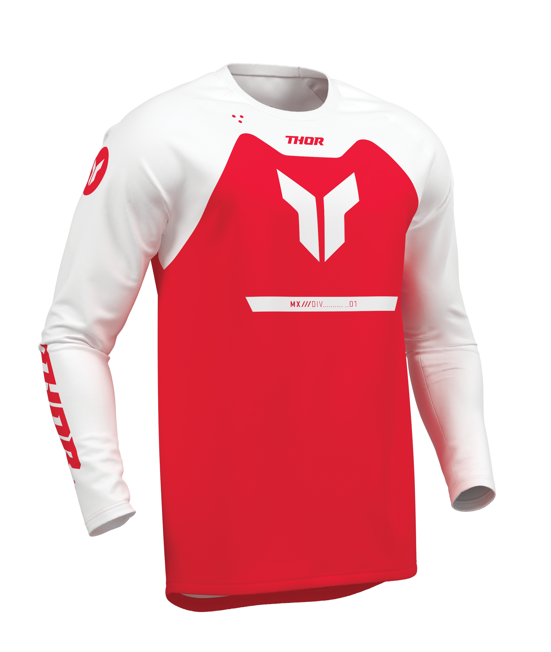 a Dětský sportovní motokrosový / MTB dres THOR RIDEMODE RACEWEAR MENACE barva červená/bílá velikost L