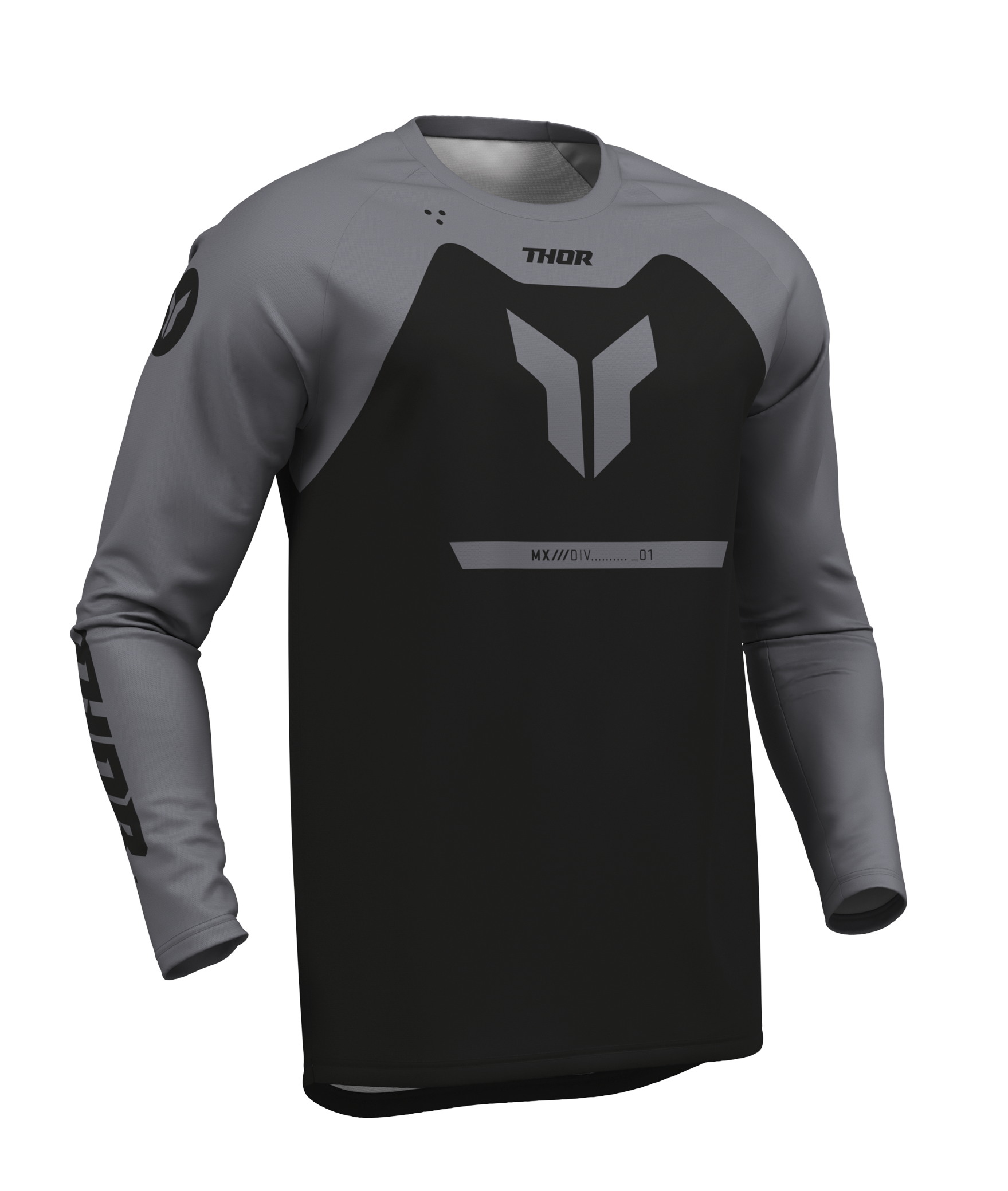 Dětský motokrosový komplet kalhot a dresu THOR RIDEMODE RACEWEAR MENACE barva černá/šedá 